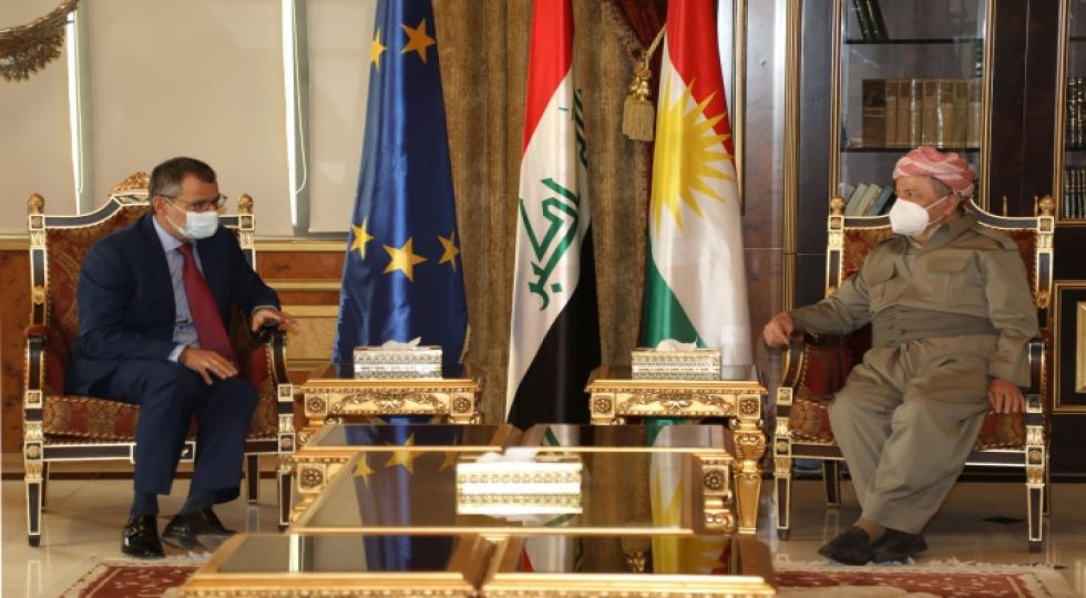 در دیدار بارزانی و سفیر اتحادیە اروپا تاکید شد؛ پیشبرد روابط اربیل - بغداد ثبات عراق را بە دنبال دارد