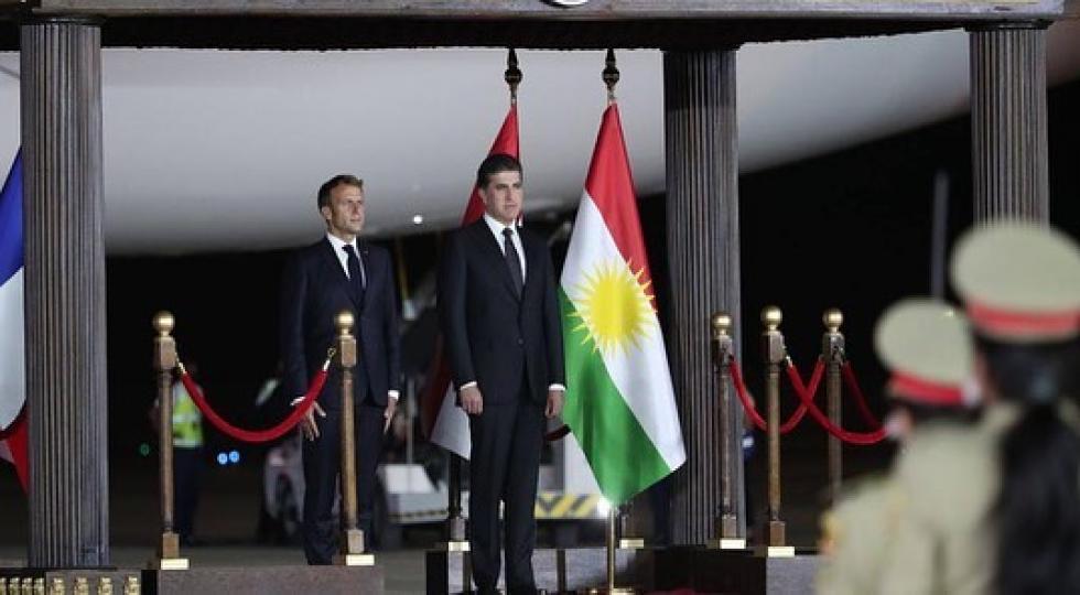 استقبال رئیس اقلیم کردستان از رئیس جمهور فرانسە در اربیل + تصاویر