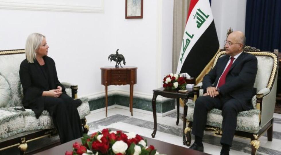 تاکید صالح و پلاسخارت بر اهمیت حمایت از روندهای گفت‌وگو برای برون رفت از بحران سیاسی در عراق