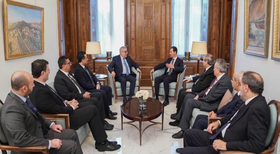 دیدار و گفت وگوی وزیر خارجه لبنان با بشار اسد
