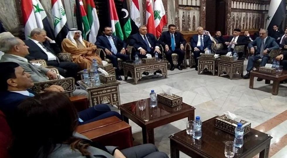 نشست هیئت اتحادیه بین المجالس عرب و پارلمان سوریه در دمشق
