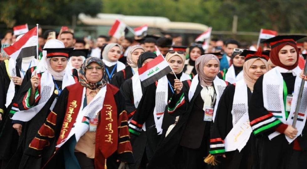 مراسم فارغ‌التحصيلان دانشگاه بغداد  با نام دوره طوفان اقصی فلسطین + تصاویر